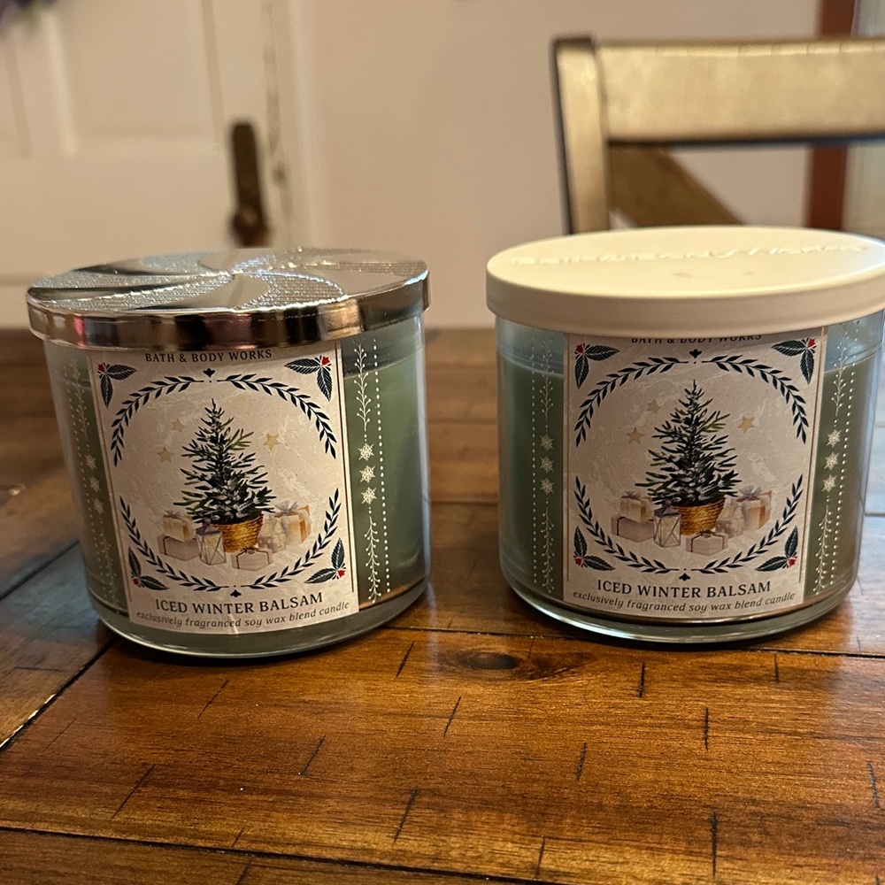 Bath & Body Works Iced Winter Balsam Candle Duo - Light Green